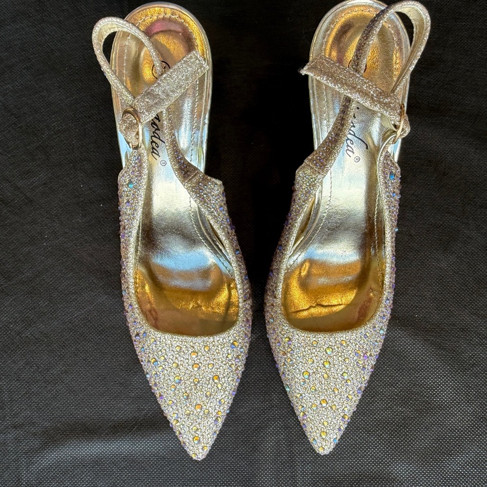 Women’s Gold Glitter Heel - Italy